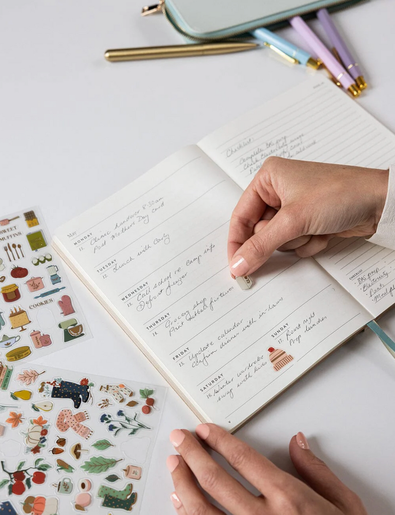 Pre-order: Bespoke Letterpress 2026 Weekly Planner Notebook in Ivory Garden