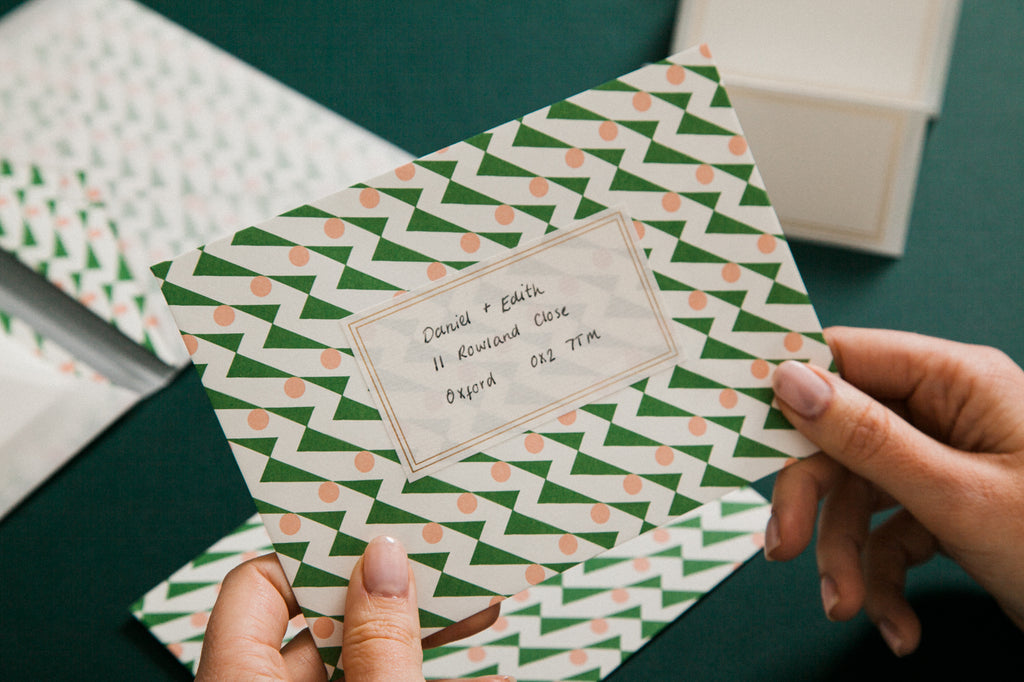 Ola Enid Print Letter Writing Set in Pink / Green