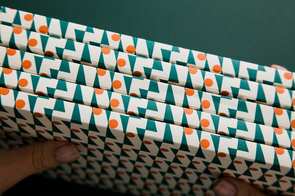 Ola Enid Print Ruled Layflat Notebook in Turquoise/Red