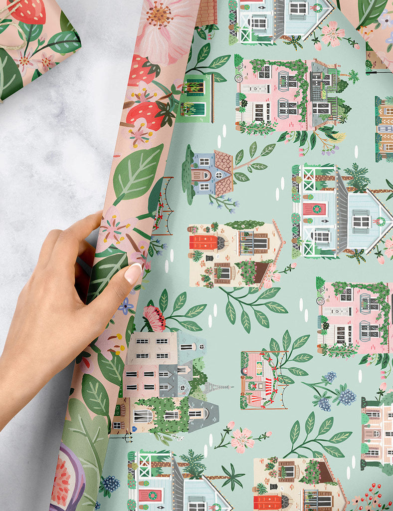 Bespoke Letterpress Summer Fruits / Around the World Wrapping Sheet