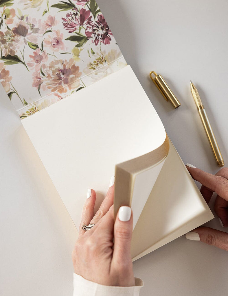 Pre-order: Bespoke Letterpress Peony Notepad Jotter