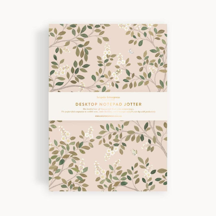 Pre-order: Bespoke Letterpress White Blossoms Notepad Jotter