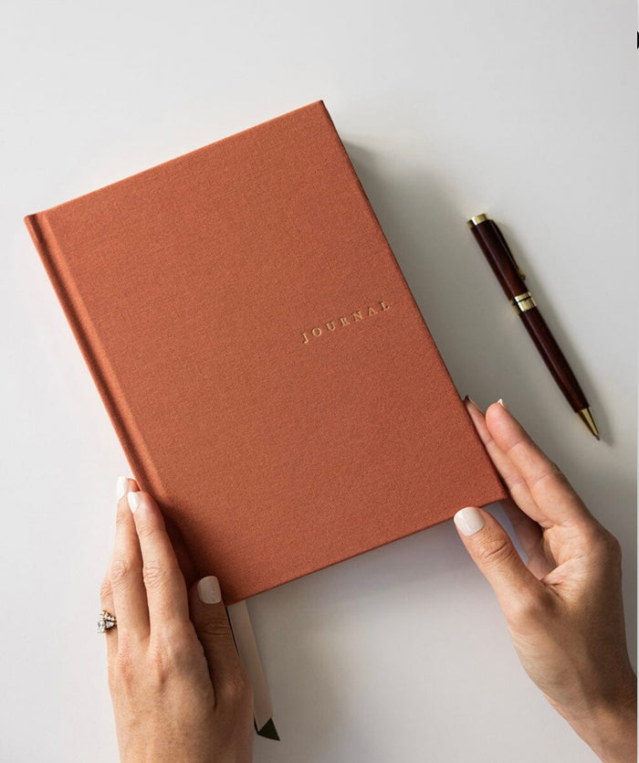 Bespoke Letterpress Linen Bound Journal in Burnt Clay