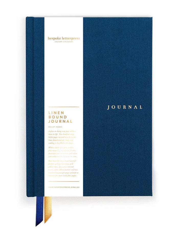 Pre-order: Bespoke Letterpress Linen Bound Journal in Navy