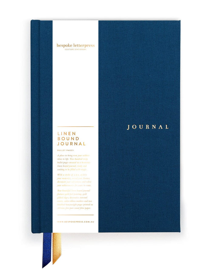 Bespoke Letterpress Linen Bound Journal in Navy [1 left in stock]