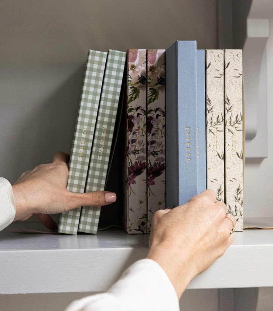 Bespoke Letterpress Linen Bound Journal in Dusty Cornflower