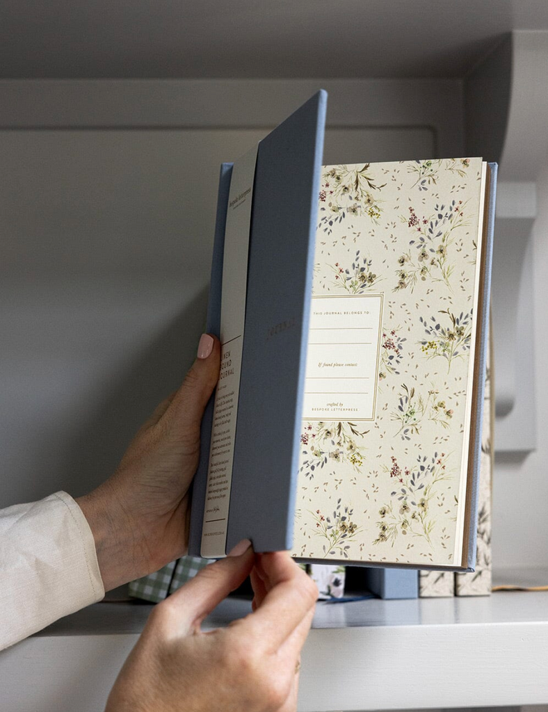 Bespoke Letterpress Linen Bound Journal in Dusty Cornflower [3 left in stock]