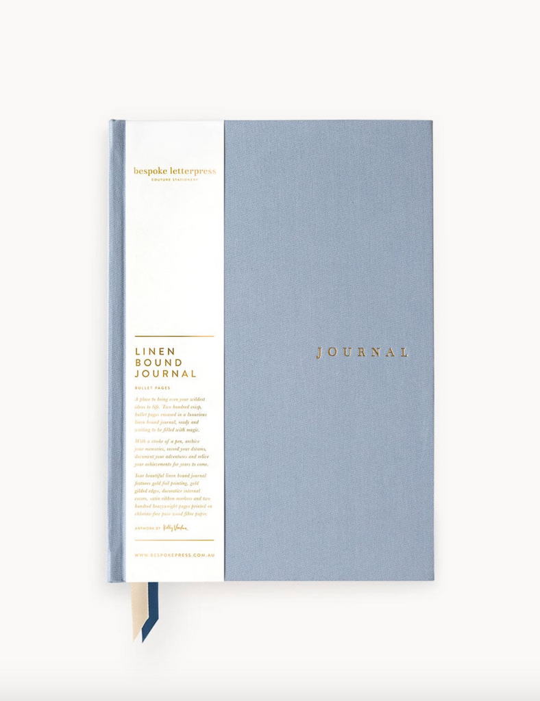 Bespoke Letterpress Linen Bound Journal in Dusty Cornflower [3 left in stock]