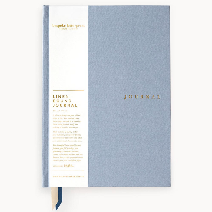 Bespoke Letterpress Linen Bound Journal in Dusty Cornflower [3 left in stock]