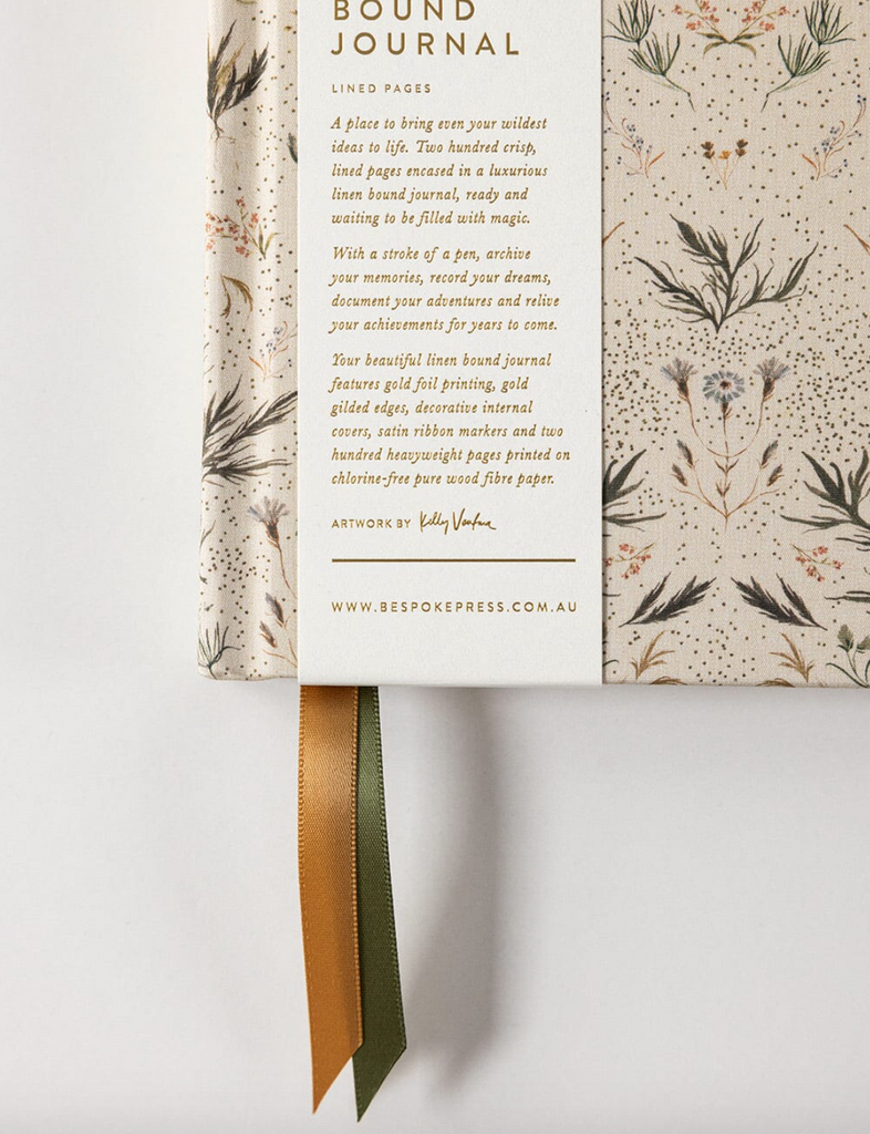 Bespoke Letterpress Linen Bound Journal in Meadow