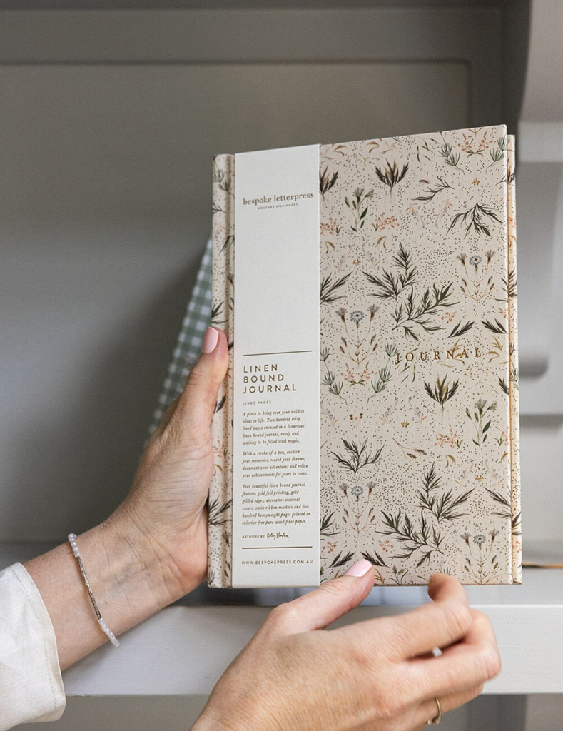 Bespoke Letterpress Linen Bound Journal in Meadow