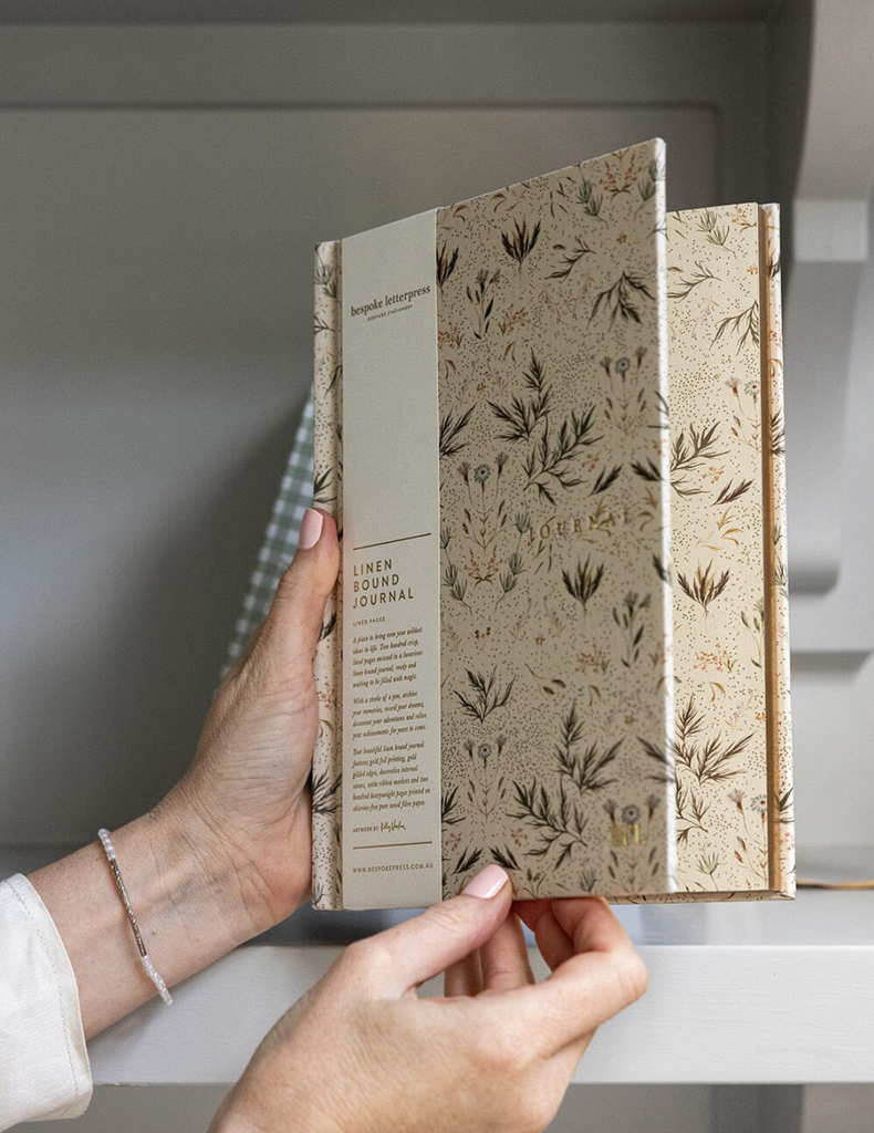 Bespoke Letterpress Linen Bound Journal in Meadow