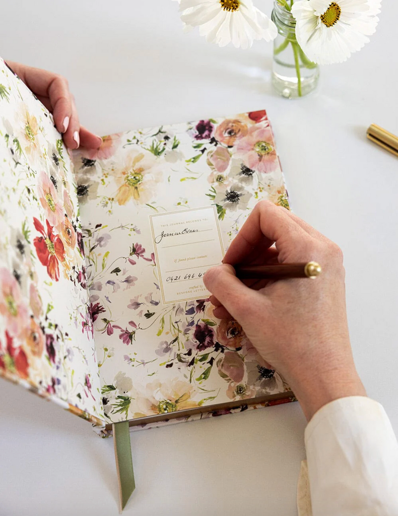 Bespoke Letterpress Linen Bound Journal in Poppies