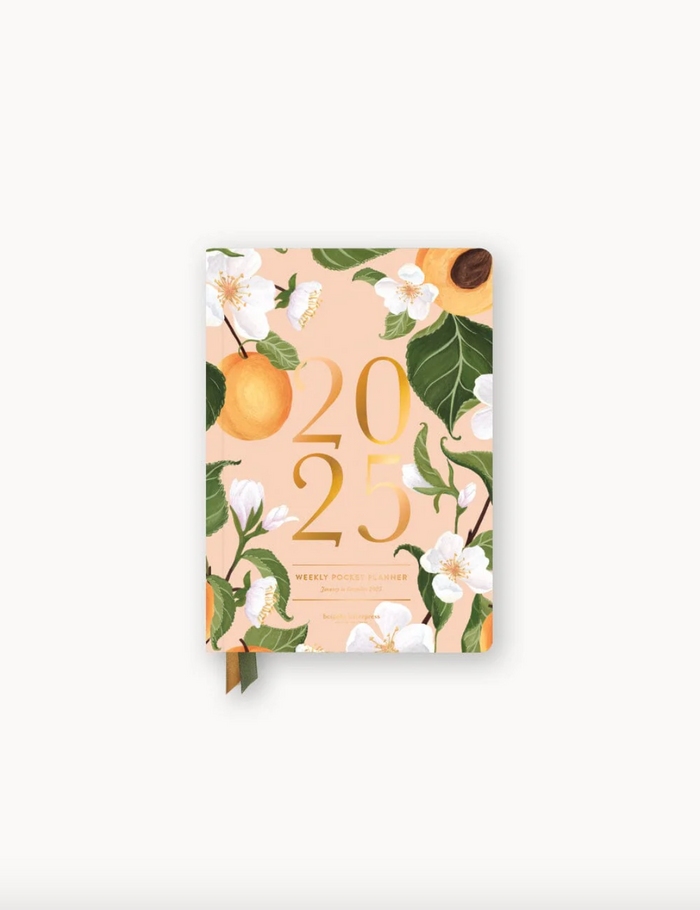 Bespoke Letterpress 2025 Weekly Pocket Planner in Peaches