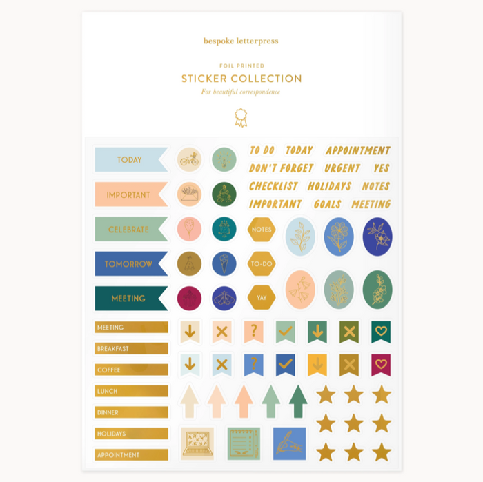 Pre-order: Bespoke Letterpress Functional Planner Sticker Sheet