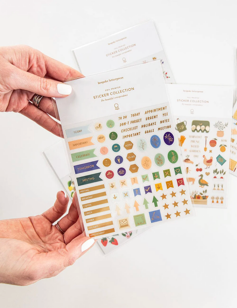 Pre-order: Bespoke Letterpress Functional Planner Sticker Sheet