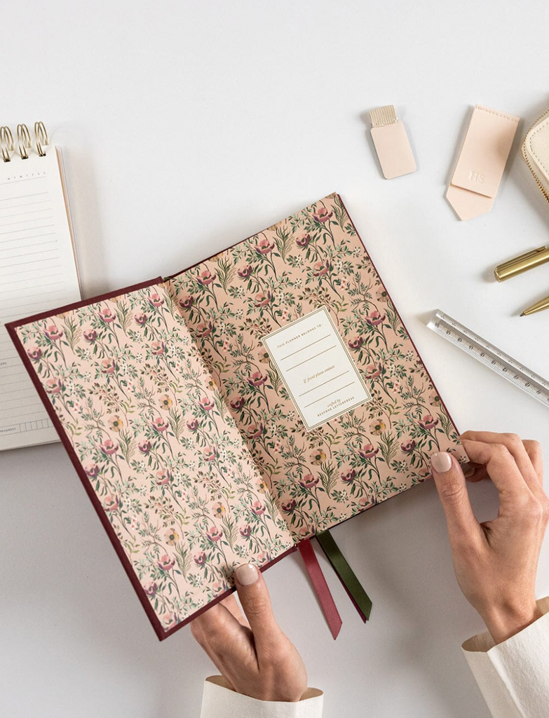 Pre-order: Bespoke Letterpress 2026 Petite Linen Bound Weekly Planner in Mulberry