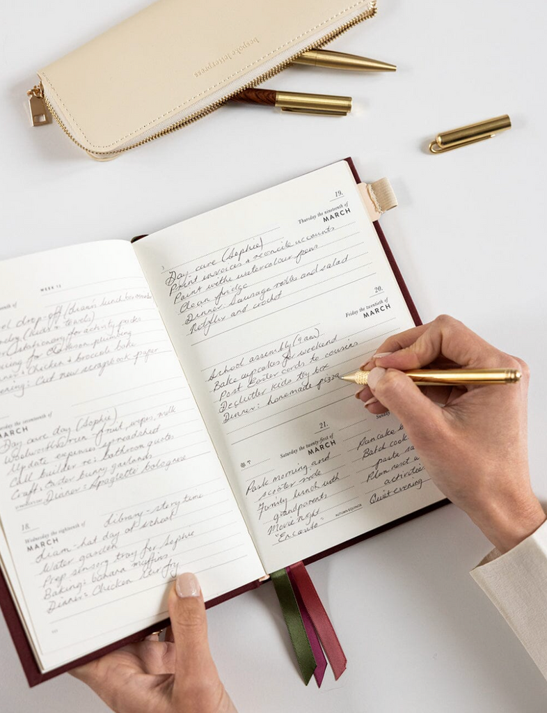 Pre-order: Bespoke Letterpress 2026 Petite Linen Bound Weekly Planner in Mulberry