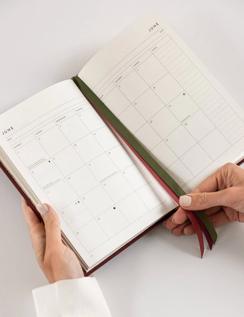 Pre-order: Bespoke Letterpress 2026 Petite Linen Bound Weekly Planner in Mulberry
