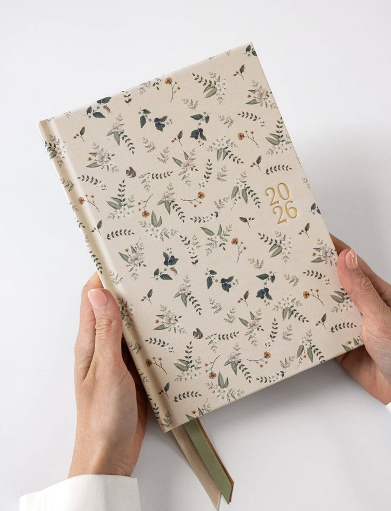 Pre-order: Bespoke Letterpress 2026 Desktop Linen Bound Weekly Planner in Button Fern