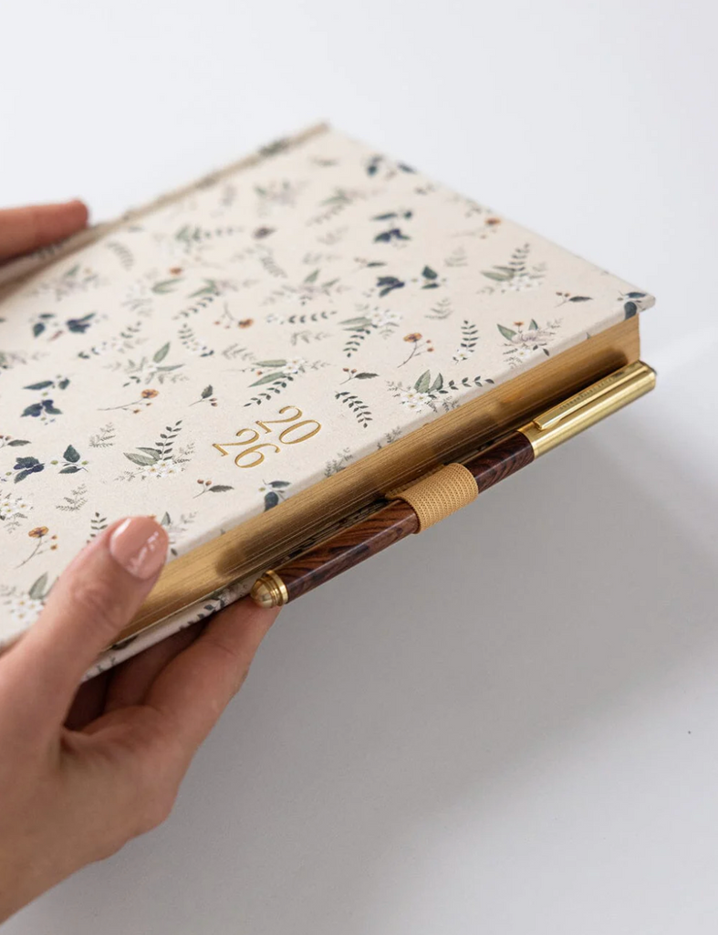 Pre-order: Bespoke Letterpress 2026 Desktop Linen Bound Weekly Planner in Button Fern
