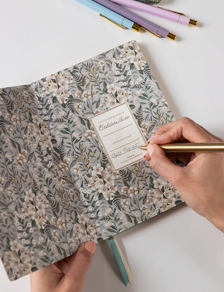 Pre-order: Bespoke Letterpress 2026 Weekly Planner Notebook in Ivory Garden