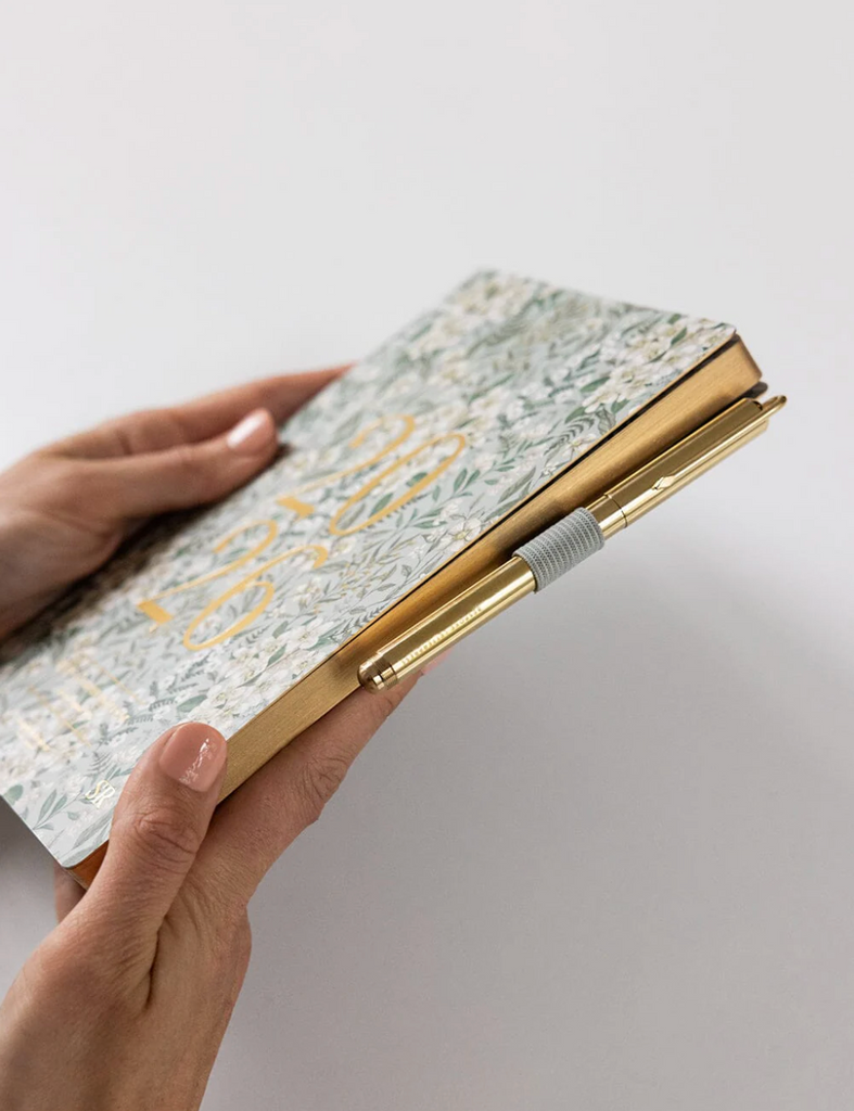 Pre-order: Bespoke Letterpress 2026 Weekly Planner Notebook in Ivory Garden