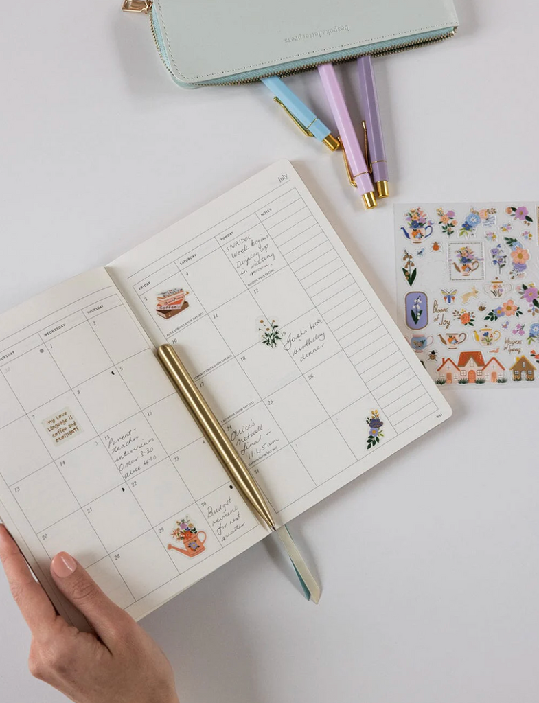 Pre-order: Bespoke Letterpress 2026 Weekly Planner Notebook in Ivory Garden