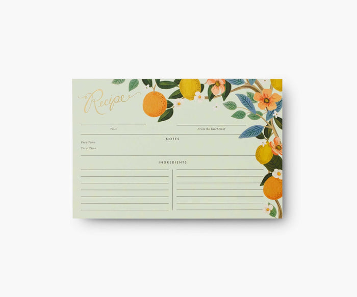 Rifle Paper Co. Citrus Grove Recipe Cards (Pack of 12)