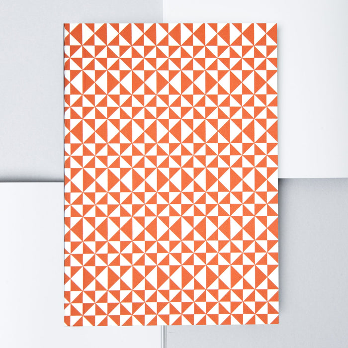 Ola Kaffe Print Plain Layflat Notebook in Brick Red
