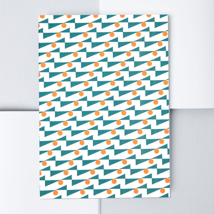 Ola Enid Print Ruled Layflat Notebook in Turquoise/Red