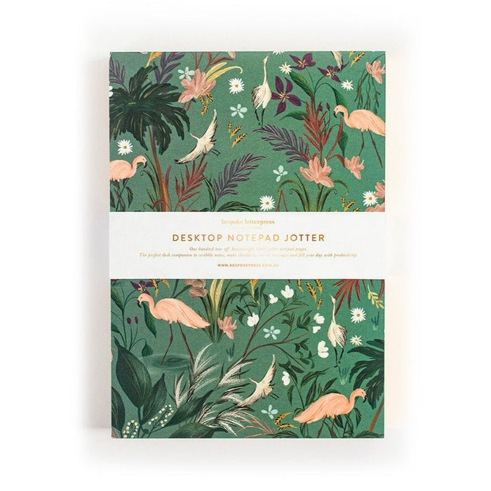 Bespoke Letterpress Flamingos Notepad Jotter
