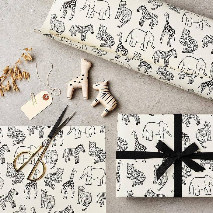 Katie Leamon Multi Animal Gift Wrapping Sheet in Cream