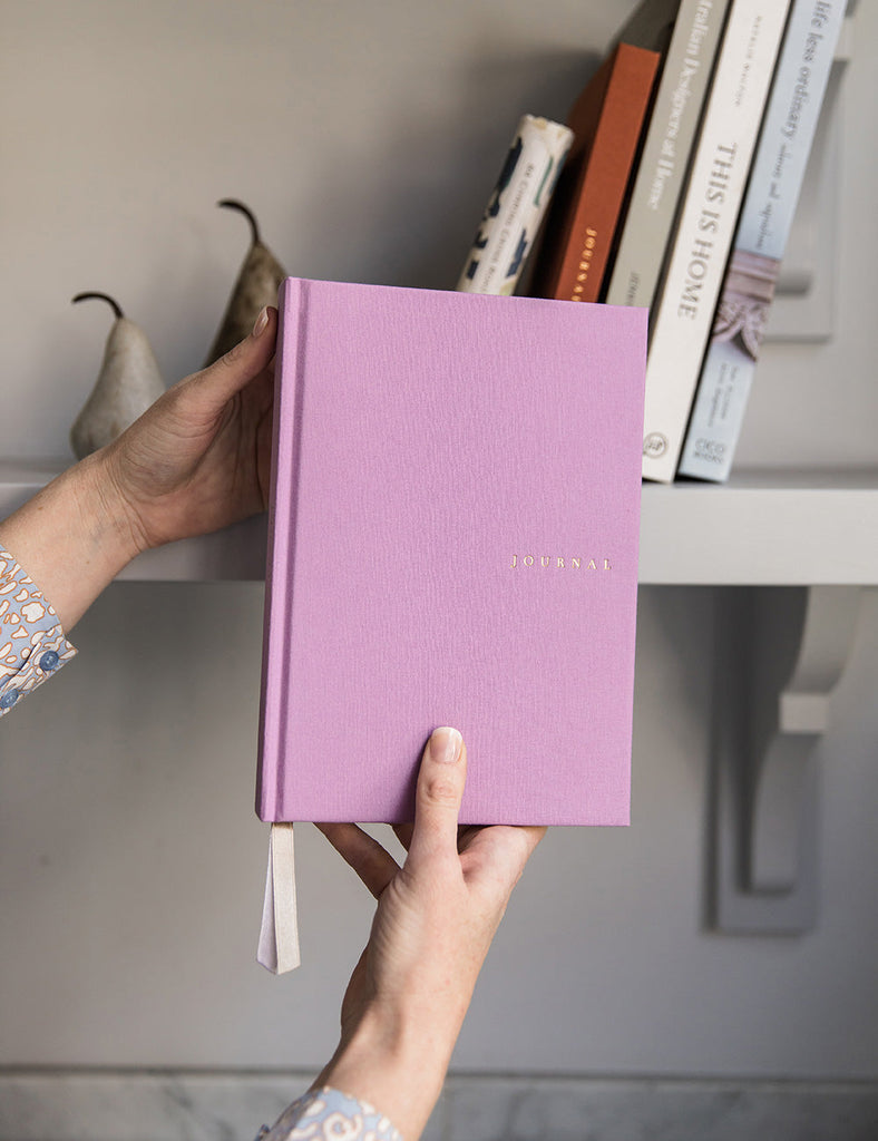 Bespoke Letterpress Linen Bound Hardback Journal in Lilac