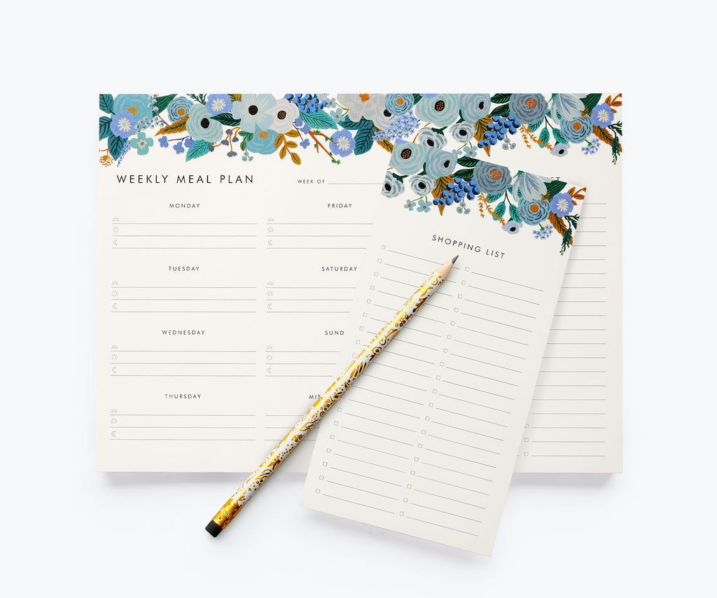 Rifle Paper Co. Garden Party Blue Meal Planner Notepad