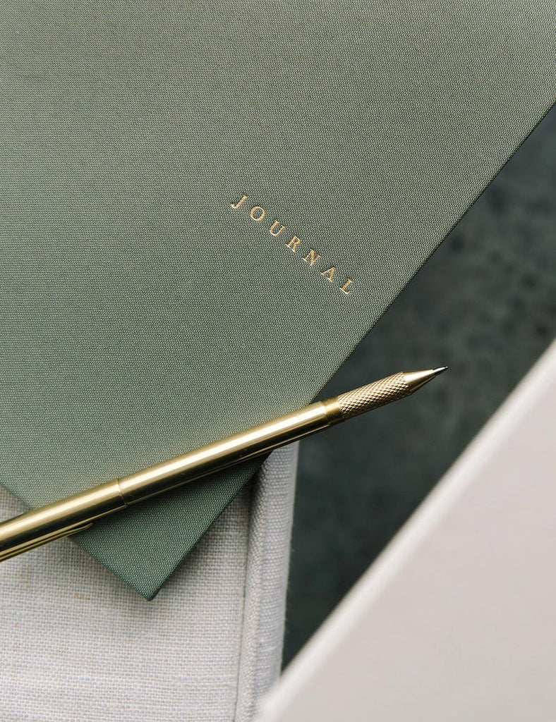 Bespoke Letterpress Linen Bound Journal in Olive