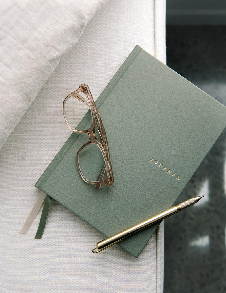 Bespoke Letterpress Linen Bound Journal in Olive