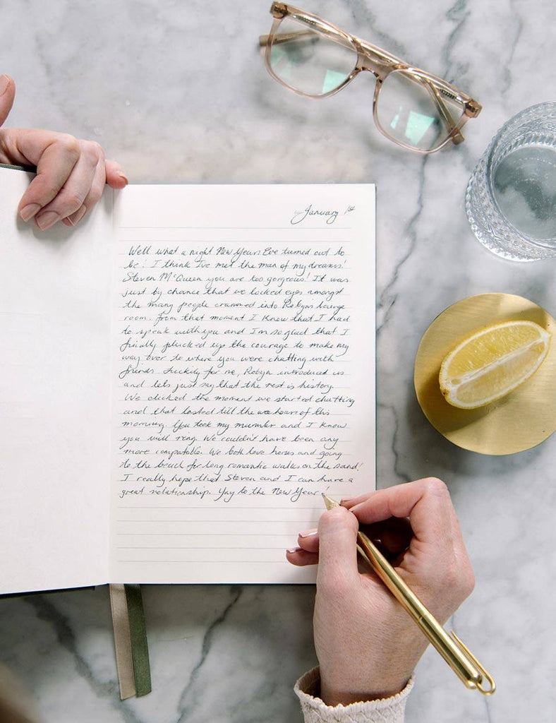 Bespoke Letterpress Linen Bound Journal in Olive