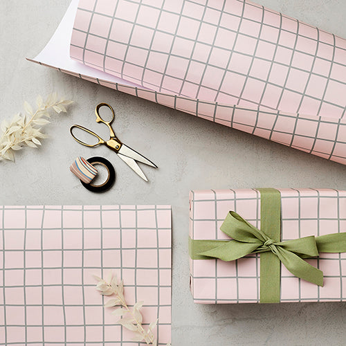 Katie Leamon Pink Grid Gift Wrapping Sheet