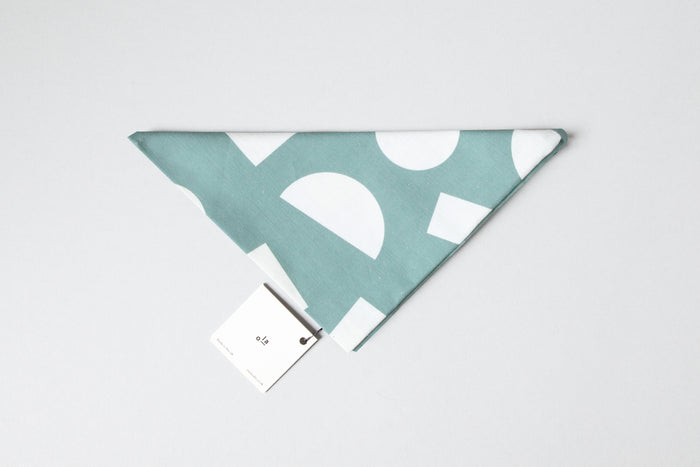 Ola Organic Cotton Wrap with Shapes Print in Turquoise and White. Made in Japanese Furoshiki style, washable and reusable.