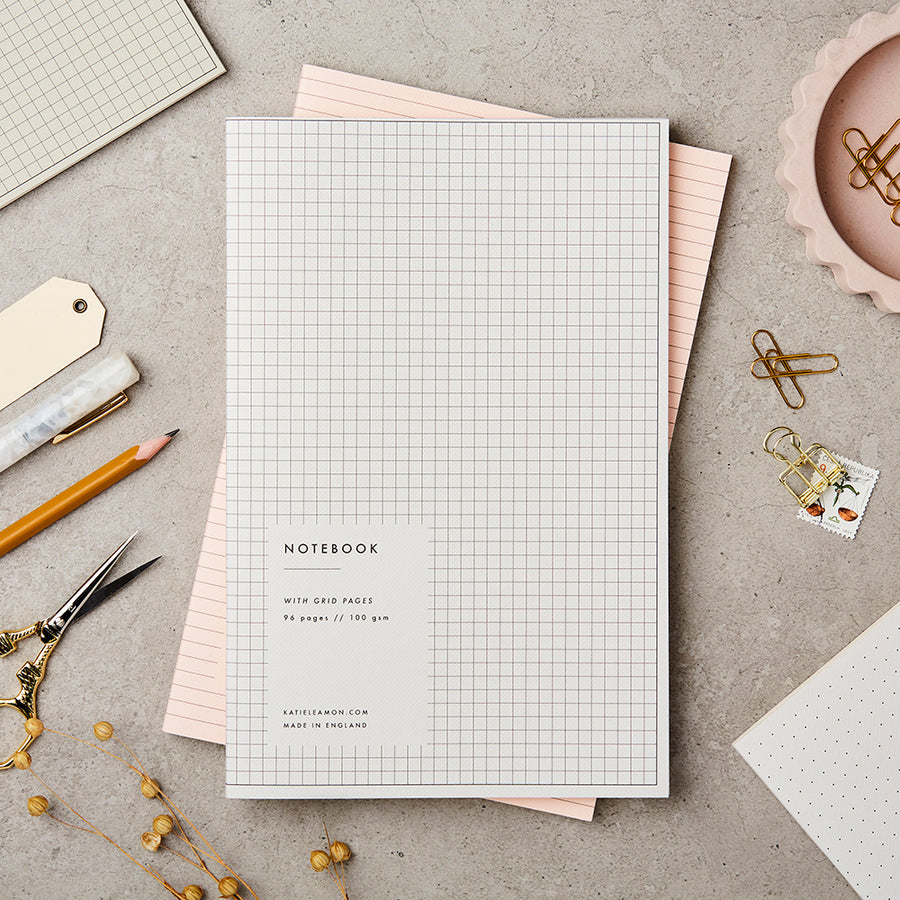 Katie Leamon Grey Grid Notebook