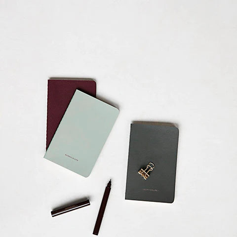 Monograph A5 Ruled Notebook in Green/Grey/Bordeaux